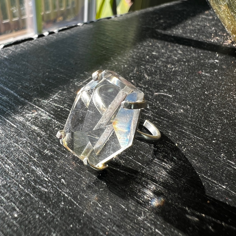 Faceted Clear Quartz Ring Adjustable size
